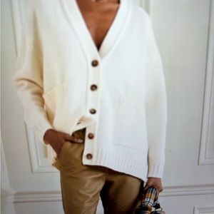 &DAUGHTER Tara Cream Cashmere-Wool Blend Cardigan NWT! (Sz Medium)